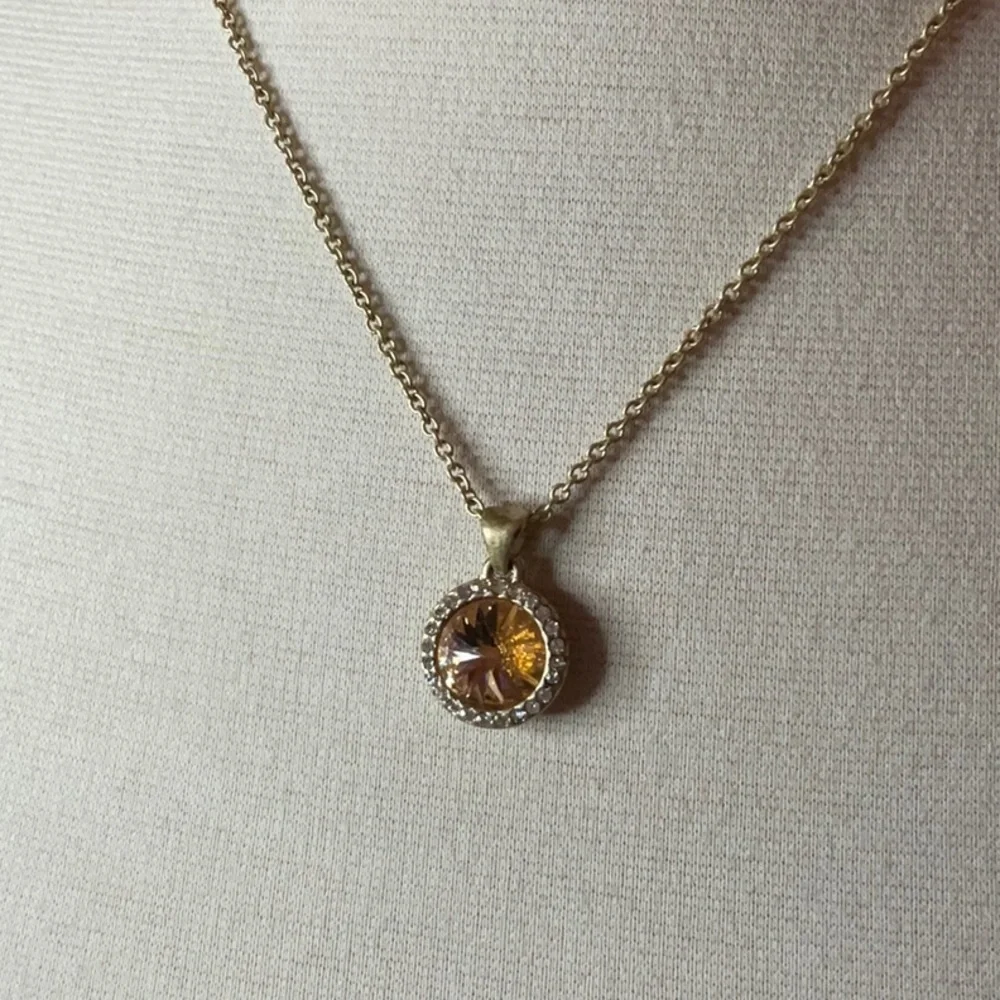 Lia Sophia Gold Peach Rhinestone Necklace - Picture 3 of 5